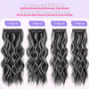 Picture of KooKaStyle Clip in Hair Extensions Long Wavy 4PCS Thick Hairpieces Synthetic Highlight Hair Extensions Black and White Mix Fiber Double Weft Natural Hair Extensions 20Inch for Women