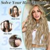 Picture of KooKaStyle Clip in Synthetic Hair Extensions Long Wavy 4PCS Thick Hairpieces Light Brown mix Golden Blonde Fiber Double Weft Natural Hair Extensions 16 Inch for Women