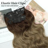 Picture of KooKaStyle Clip in Long Wavy Synthetic Hair Extension 20 Inch 4PCS Ombre Brown to Ash Blonde Hairpieces Fiber Thick Double Weft Hair Extension for Women