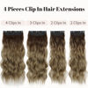 Picture of KooKaStyle Clip in Long Wavy Synthetic Hair Extension 20 Inch 4PCS Ombre Brown to Ash Blonde Hairpieces Fiber Thick Double Weft Hair Extension for Women