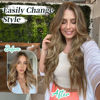 Picture of KooKaStyle Hair Extensions Light Brown mix Blonde 626D Clip in Synthetic Highlight Hair Extensions Long Wavy 4PCS Thick Hairpieces 20 Inch for Women