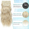 Picture of KooKaStyle Clip in Synthetic Hair Extensions Long Wavy 4PCS Thick Hairpieces Bleach Blonde mix Light Blonde Fiber Double Weft Natural Hair Extensions 20 Inch for Women