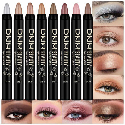 Picture of Kaely 8Pcs Cream Eye Shadow Brightener Sticks Set for Eyes,Shimmer Matte Pencil Eyeshadow Applicator Stick Palette,Halloween Makeup Waterproof,Birthday Party gifts for Women kids Girls 05