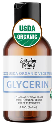 Picture of 100% Organic Glycerin - USDA Certified - Perfect for DIY Beauty Products, Crafts, and Formulations - Derived from Coconut - Skin and Hair Moisturizer for Deep Hydration - 8 Fl Oz - by Everyday Beauty