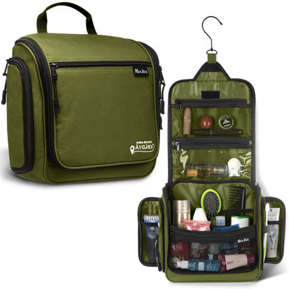 Picture of Travel Toiletry Bag for Men and Women - Large Hanging Toiletry Organizer - Waterproof Hygiene Bag with Metal XXL Swivel Hook, with YKK Zippers and 19 Compartments for Toiletries, Makeup, Cosmetics