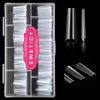 Picture of 500pcs No C Curve XL Coffin Nail Tips, SWETIDY Clear Long Coffin Shaped Acrylic Fake Nails Flattened Half Cover False Nails with Box for Nail Salon Professional and DIY Nail Art 10 Sizes