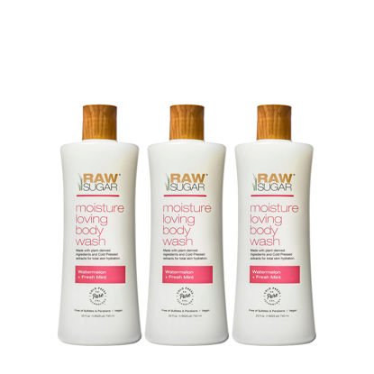 Picture of RAW SUGAR Moisture Loving Body Wash - Watermelon + Fresh Mint, Moisturizing & Refreshing Bath & Shower Gel, Sulfate-Free, Paraben-Free & Vegan (Pack of 3)