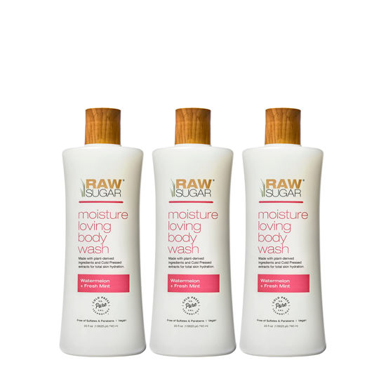 Picture of RAW SUGAR Moisture Loving Body Wash - Watermelon + Fresh Mint, Moisturizing & Refreshing Bath & Shower Gel, Sulfate-Free, Paraben-Free & Vegan (Pack of 3)