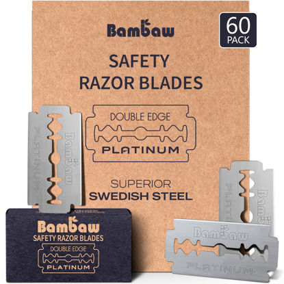 Picture of Bambaw - Double Edge Safety Razor Blades, Swedish Stainless Steel Razor Blades Refills - 60 Count