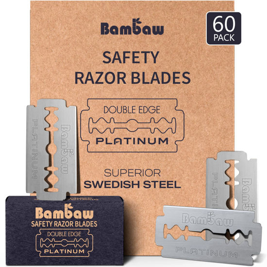 Picture of Bambaw - Double Edge Safety Razor Blades, Swedish Stainless Steel Razor Blades Refills - 60 Count