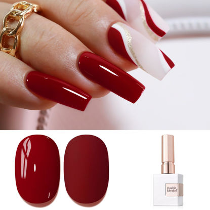 Picture of Double Rhythm 15ML Gel Polish Jelly Sheer Pastel Light Milky Color 1 PC 0.53 OZ Bottle UV Nail Polish Art Salon at Home for Women (Dark Red-B-A1378)