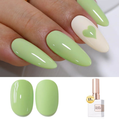 Picture of Double Rhythm 15ML Gel Polish Jelly Sheer Pastel Light Milky Color 1 PC 0.53 OZ Bottle UV Nail Polish Art Salon at Home for Women (Milky Green-B-A1409)
