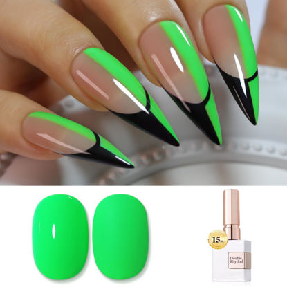 Picture of Double Rhythm 15ML Gel Polish Jelly Sheer Pastel Light Milky Color 1 PC 0.53 OZ Bottle UV Nail Polish Art Salon at Home for Women (Neon Green-B-A1042)