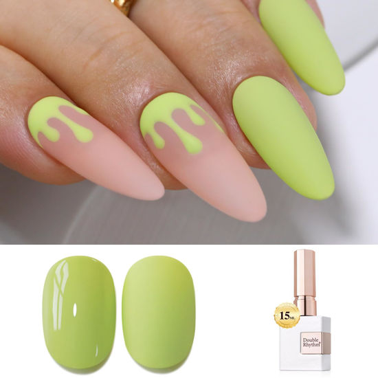 Picture of Double Rhythm 15ML Gel Polish Jelly Sheer Pastel Light Milky Color 1 PC 0.53 OZ Bottle UV Nail Polish Art Salon at Home for Women (Tea Green-B-A1410)