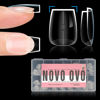 Picture of NOVO OVO Short Coffin Thick Natural Nail Tips Press on, No C Curve Ballerina Soak Off Soft Gel Fake Nail Extension, Full Cover False Nails for Acrylic French, Salon DIY x 15 Sizes 510 pcs