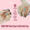 Picture of NOVO OVO Short Coffin Thick Natural Nail Tips Press on, No C Curve Ballerina Soak Off Soft Gel Fake Nail Extension, Full Cover False Nails for Acrylic French, Salon DIY x 15 Sizes 510 pcs