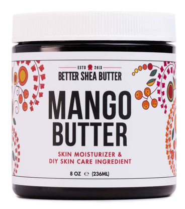 Picture of Raw Mango Butter - 100% Pure Mango Seed Butter - Natural Moisturizer for Skin and Hair - Use with Shea in DIY Body Butter, Lip Gloss, Lotion Bar and Soap Making, 8 oz Jar