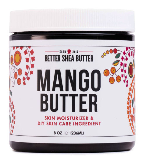 Picture of Raw Mango Butter - 100% Pure Mango Seed Butter - Natural Moisturizer for Skin and Hair - Use with Shea in DIY Body Butter, Lip Gloss, Lotion Bar and Soap Making, 8 oz Jar