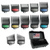 Picture of Wahl Genuine SECURE-SNAP® Guide Comb Set with Colored Metal Clips and Guard Organization Caddy, 12 Full Size Attachment Guards from 1/16” to 1” for Increased Cutting Performance Grey - 3291-300