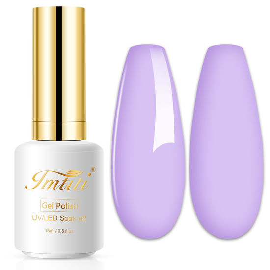 Picture of Imtiti Pastel Gel Nail Polish, 0.5 Fl Oz Lilac Pastel Purple Gel Polish Soak Off LED U V Nail Gel Polish Spring Summer Easter Gel Nail Polish DIY Nail Art Starter Manicure Salon Gel Nail Kit
