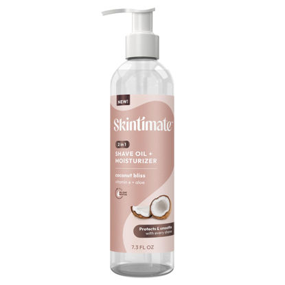 Picture of Skintimate 2-in-1 Shave Oil & Moisturizer, Coconut Bliss, 7.3oz | Shaving Oil, After Shave for Women Bikini Area Moisturizer with Vitamin E and Aloe, Shaving Cream Alternative, 7.3 fl oz