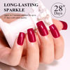 Picture of Imtiti Glitter Gel Nail Polish, 0.5 Fl Oz Ruby Red Glitter Gel Polish Soak Off LED UV Diamond Shimmer Sparkle Nail Gel Polish DIY Nail Art Starter Manicure Salon Gel Nail Polish Kit