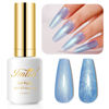 Picture of Imtiti Pearl Gel Nail Polish, 0.5 Fl Oz Sky Blue Shell Shimmer Nail Gel Polish Iridescent Glitter Nail Polish Gel Spring Summer Pearlescent Shell Blue Gel Polish Soak Off UV Led For Manicure Salon