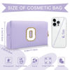 Picture of Personalized Makeup Bag Initial A-Z Preppy Patch Bag,Small PU Leather Travel Cosmetic Bag Pouch with Zipper,Purple Cute Toiletry Bag,Gift Ideal for Teen Girls Women Birthday Friend Mom,Latter O