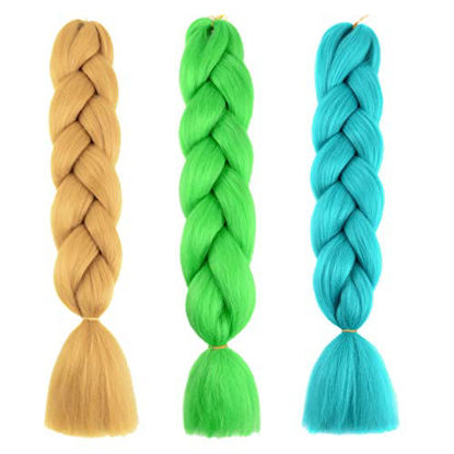 Picture of Xiaofeng Braiding Hair Extensions for Women 3 Packs 100g/Pack 24Inch High Temperature Ombre Jumbo Synthetic Braiding Hair for Twist Crochet Braids (A21-A26-A27))