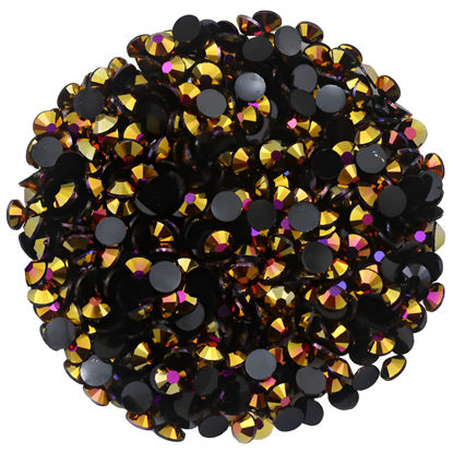 Picture of 1440 Pcs SS20 5mm Flatback Rhinestones for Nails Art Crafts Glitter Round Shine Gems AB Crystals DIY Clothes Shoes （Black-Bottom RoseRed AB）
