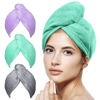 Picture of POPCHOSE Microfiber Hair Towel Wrap, 3 Packs Fast Drying Hair Turbans, Super Absorbent Hair Towel for Women, Anti Frizz Hair Wrap Towels Stocking Stuffers for Women Wet, Curly, Longer, Thicker Hair