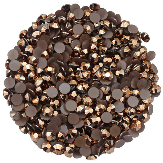 Picture of 4500 Pcs SS12 3mm AB Flatback Rhinestones for Nails Art Crafts Glitter Round Shine Gems Crystals DIY Clothes Shoes （Bronze AB）