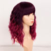 Picture of AISI HAIR Synthetic Wavy Curly Bob Wig with Bangs Ombre Dark Red Short Hair Wigs for Women Synthetic Heat Resistant Bob Wigs