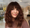 Picture of AISI HAIR Synthetic Wavy Curly Bob Wig with Bangs Ombre Reddish Brown Short Hair Wigs for Women Synthetic Heat Resistant Bob Wigs
