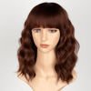 Picture of AISI HAIR Synthetic Wavy Curly Bob Wig with Bangs Ombre Reddish Brown Short Hair Wigs for Women Synthetic Heat Resistant Bob Wigs