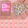 Picture of Multi Shapes 3D Glass AB Crystal Nail Art Rhinestones Kit with Flatback Round Bead Charm Gem Stone Jewelry Diamond with Pickup Pen + Tweezer for Manicure Craft Decoration by BELLEBOOST (Iridescent)