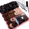 Picture of YANRONG Hair Accessories, 755PCS Set Seamless Ponytail Holders Variety Hair Scrunchies Hair Bands Scrunchy Hair Ties For Thick and Curly (Black, Brown)