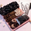 Picture of YANRONG Hair Accessories, 755PCS Set Seamless Ponytail Holders Variety Hair Scrunchies Hair Bands Scrunchy Hair Ties For Thick and Curly (Black, Brown)