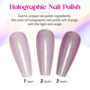 Picture of MIZHSE Holographic Nail Polish, Light Purple Glitter Nail Polish Air Dry Fast, 15ml/0.5 fl oz High Glossy Shimmer Nail Pigment Laser Oil-based Nail Polish Chrome Halo Nail Art Salon Manicure at Home