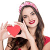 Picture of YAHPERN Valentine’s Day Headband for Women Red Pink Heart Knotted Headband Jeweled Rhinestone Crystal Wide Top Knot Hairband Valentine’s Day Hair Accessories Holiday Gifts (Pink Heart)