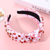 Picture of YAHPERN Valentine’s Day Headband for Women Red Pink Heart Knotted Headband Jeweled Rhinestone Crystal Wide Top Knot Hairband Valentine’s Day Hair Accessories Holiday Gifts (Red Heart)