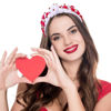 Picture of YAHPERN Valentine’s Day Headband for Women Red Pink Heart Knotted Headband Jeweled Rhinestone Crystal Wide Top Knot Hairband Valentine’s Day Hair Accessories Holiday Gifts (Velvet Heart White)