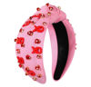 Picture of YAHPERN Valentine’s Day Headband for Women Red Pink Heart Knotted Headband Jeweled Rhinestone Crystal Wide Top Knot Hairband Valentine’s Day Hair Accessories Holiday Gifts