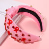 Picture of YAHPERN Valentine’s Day Headband for Women Red Pink Heart Knotted Headband Jeweled Rhinestone Crystal Wide Top Knot Hairband Valentine’s Day Hair Accessories Holiday Gifts
