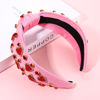 Picture of YAHPERN Valentine’s Day Headband for Women Red Pink Heart Knotted Headband Jeweled Rhinestone Crystal Wide Top Knot Hairband Valentine’s Day Hair Accessories Holiday Gifts (Pink)