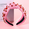 Picture of YAHPERN Valentine’s Day Headband for Women Red Pink Heart Knotted Headband Jeweled Rhinestone Crystal Wide Top Knot Hairband Valentine’s Day Hair Accessories Holiday Gifts (Pink)