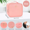 Picture of Relavel Travel Makeup Bag With LED Mirror Portable Travel Makeup Organizer 3 Color Adjustable Brightness Waterproof Cosmetic Train Case with Removable Dividers Makeup Storage for Women, Pink