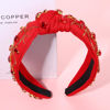 Picture of YAHPERN Valentine’s Day Headband for Women Red Pink Heart Knotted Headband Jeweled Rhinestone Crystal Wide Top Knot Hairband Valentine’s Day Hair Accessories Holiday Gifts (Crystal Heart Red)