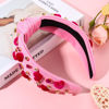 Picture of YAHPERN Valentine’s Day Headband for Women Red Pink Heart Knotted Headband Jeweled Rhinestone Crystal Wide Top Knot Hairband Valentine’s Day Hair Accessories Holiday Gifts (Velvet Heart)