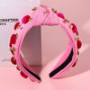 Picture of YAHPERN Valentine’s Day Headband for Women Red Pink Heart Knotted Headband Jeweled Rhinestone Crystal Wide Top Knot Hairband Valentine’s Day Hair Accessories Holiday Gifts (Velvet Heart)